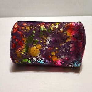 🖤Free with Bundle🖤 Purple with Metallic Rainbow Paint Splatter Zippered Pouch